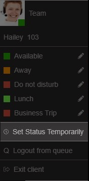 3CX how to set status temporarily