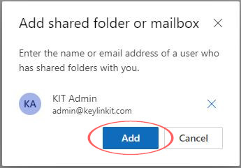 Screenshot: Once you see the email and name display, select "Add"