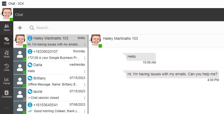 3CX how to chat with colleagues and customers