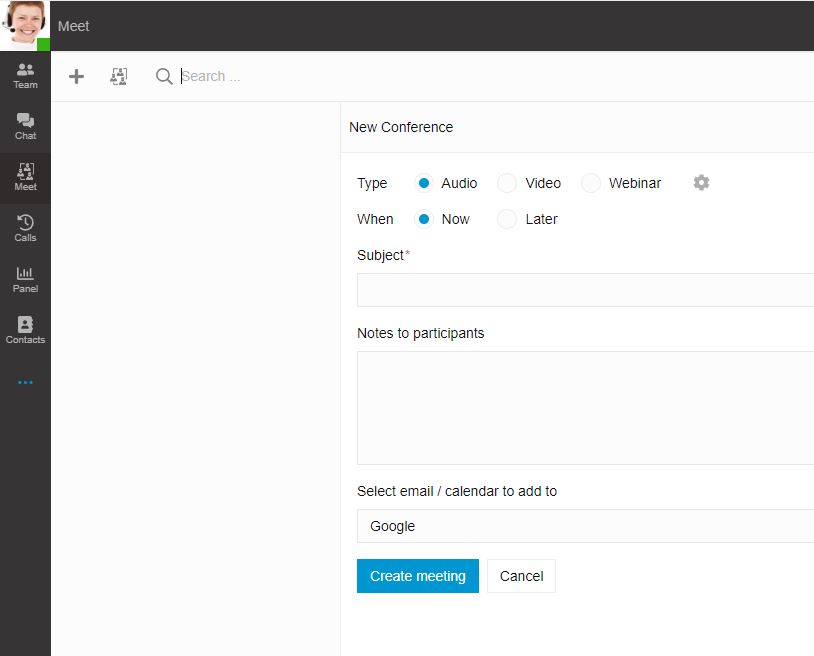 3CX how send video meeting invite in a meeting