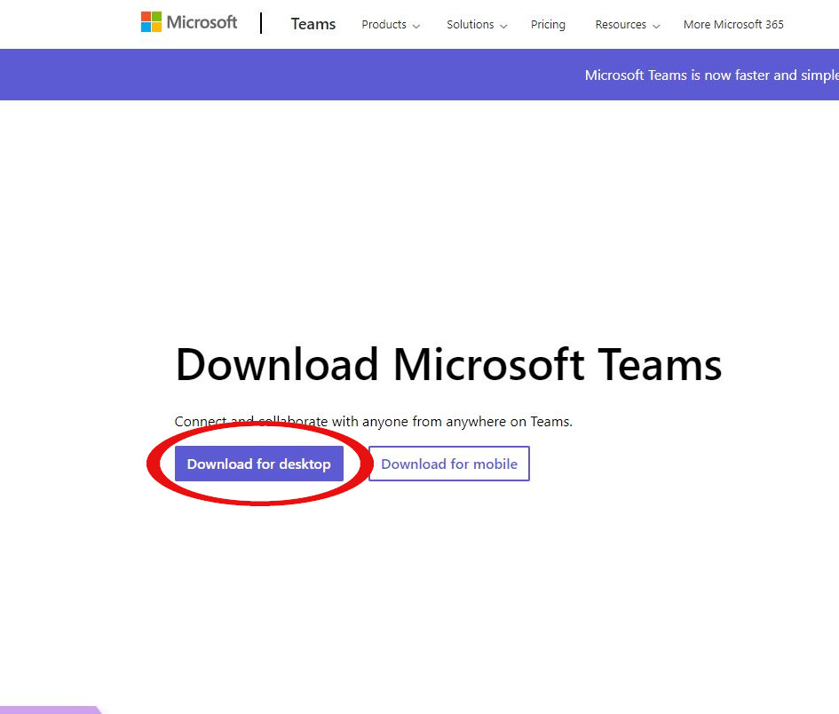Screenshot: Visit this link and select Download for Desktop