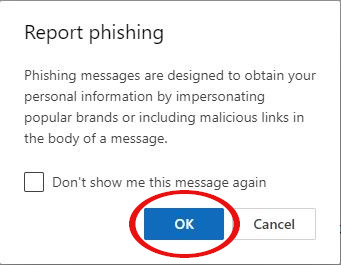 Screenshot: A popup will appear. Select OK