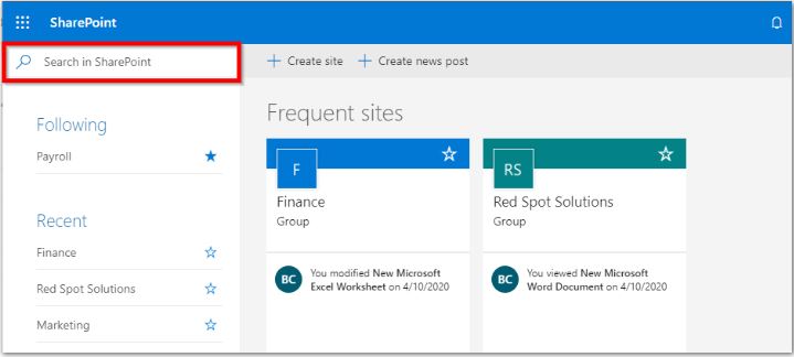 Screenshot: Select the SharePoint site you want to synchronize. In case your desired site isn't visible, you have the o
