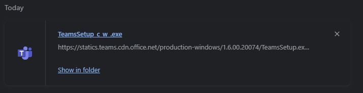 Screenshot: Once the download is complete, click on the download to initiate the installation