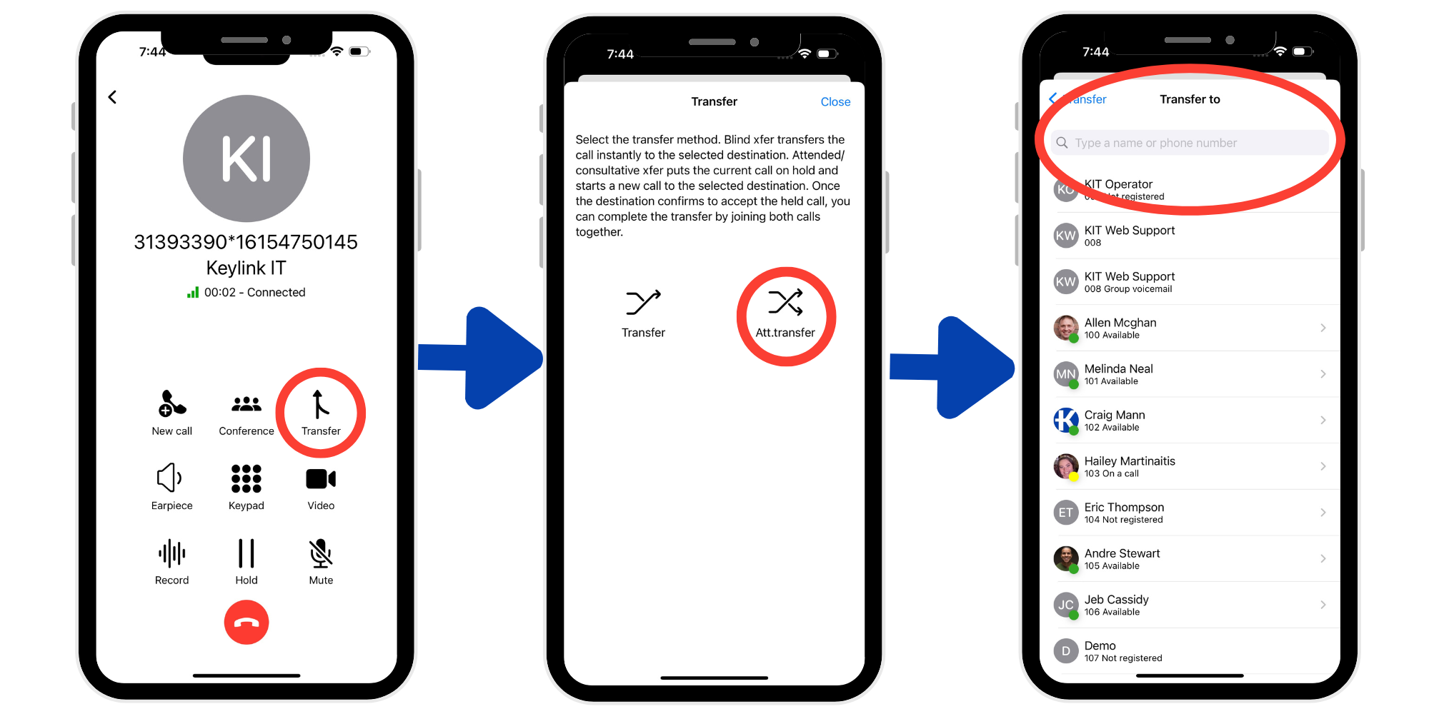 connected mobile call-att-transfer