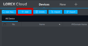 Screenshot: Choose Add or + to insert a new device