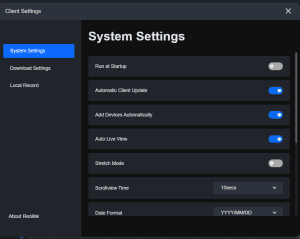 Screenshot: Use the Settings tab to adjust motion detection, recording schedules, and email alerts. You can also config