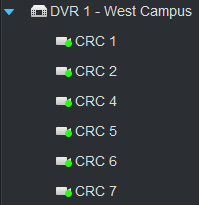 Screenshot: Camera Labels (e.g., CRC 1, IOP 2): Each line represents an individual camera feed. ✅ Green icons mean the