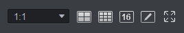 Screenshot: View Options: Use the icons in the bottom right corner to change how many cameras display on the screen at