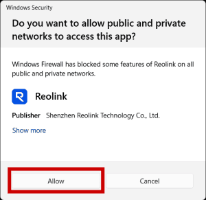 Screenshot: You may be prompted to allow firewall access—choose Allow Access to ensure the application can connect to y