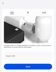 Screenshot: Enter the UID number that was provided to you